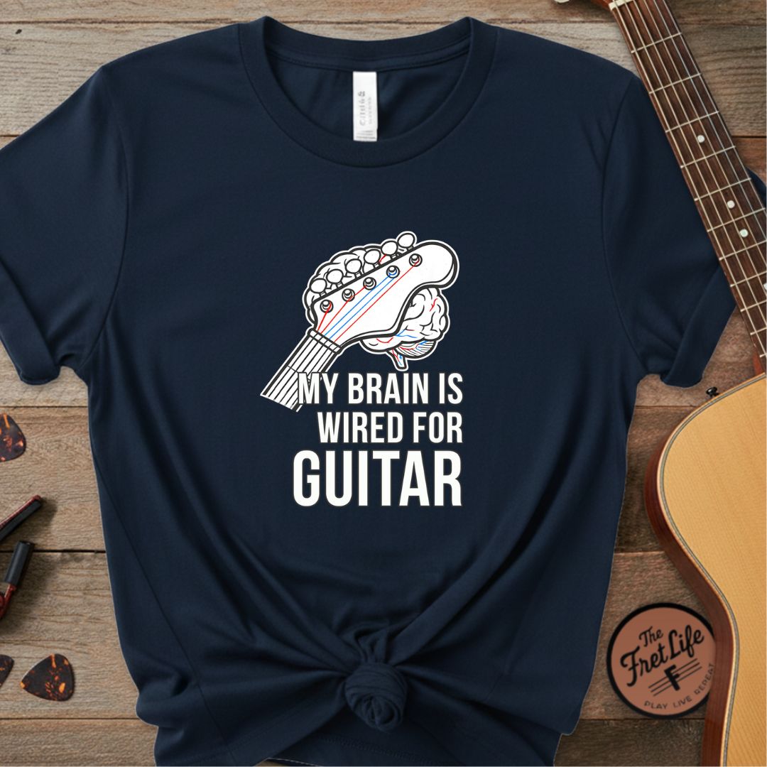 Printify T-Shirt True Navy / S My Brain Is Wired For Guitar | Premium T-Shirt