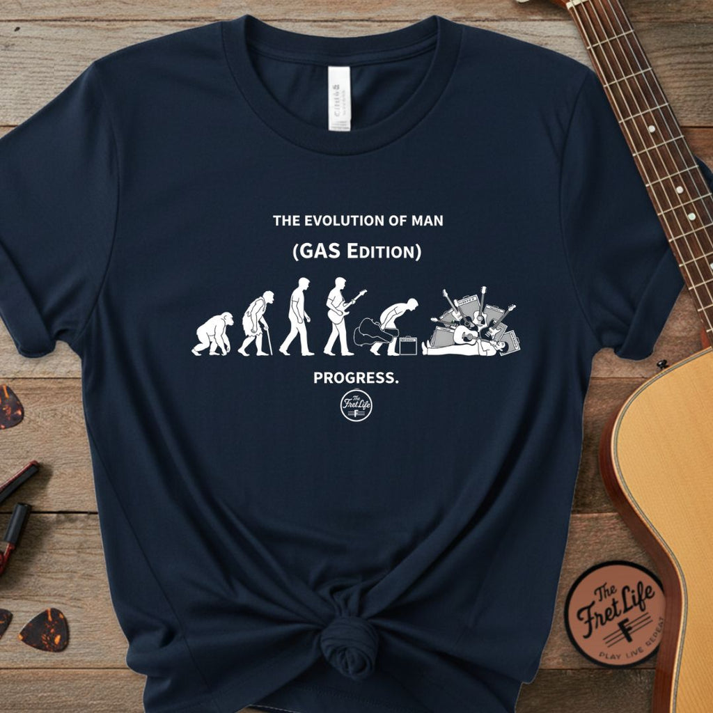 Printify T-Shirt True Navy / S The Evolution of Man: GAS Edition T-Shirt