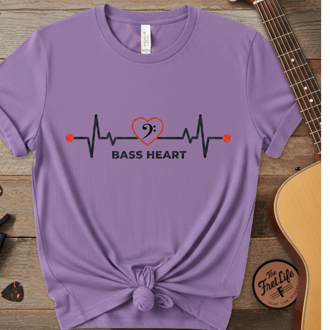 Printify T-Shirt Violet / M Bass Heart Premium Graphic Tee