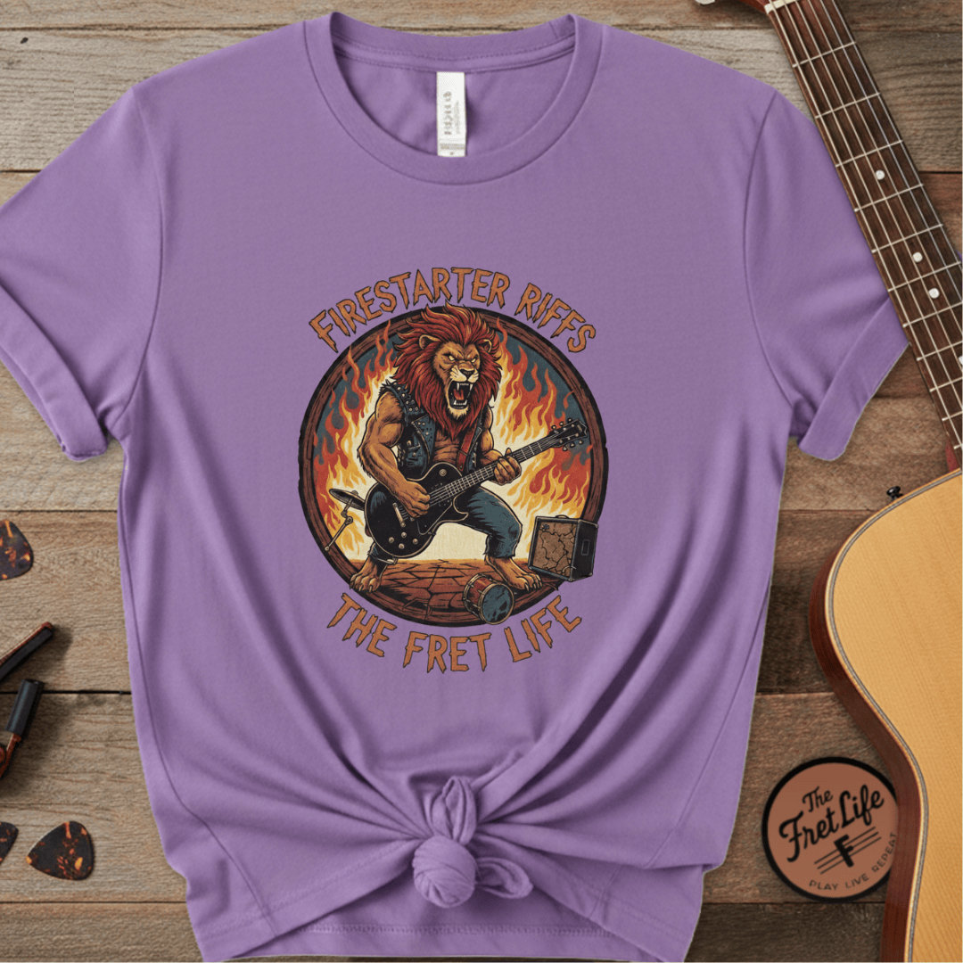 Printify T-Shirt Violet / S Firestarter Riffs: The Lion Rocker T-Shirt