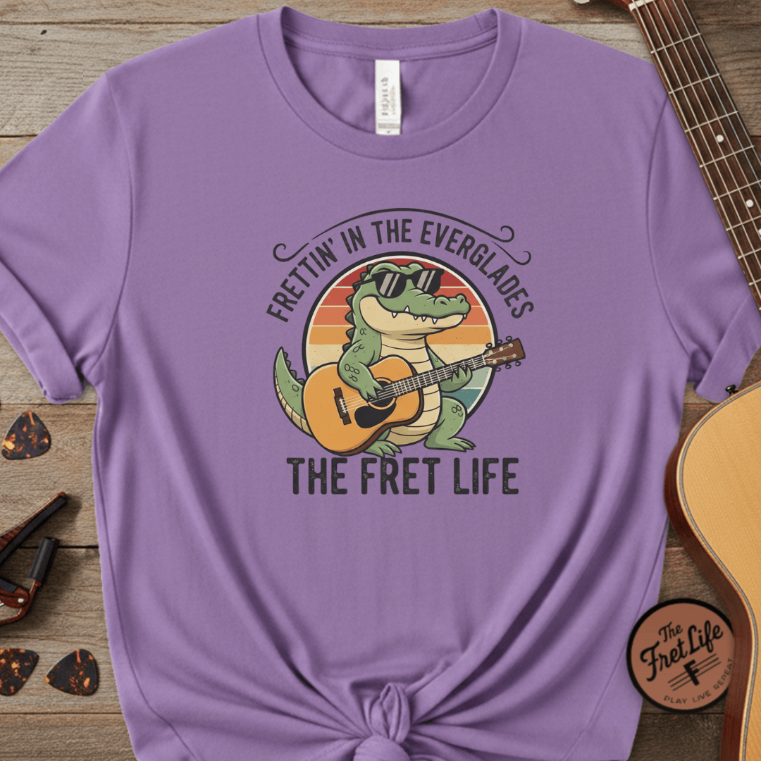Printify T-Shirt Violet / S Frettin' in the Everglades: The Gator Guitarist Tee
