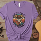Printify T-Shirt Violet / S Southern Rock Skull: The Fret Life Outlaw Tee