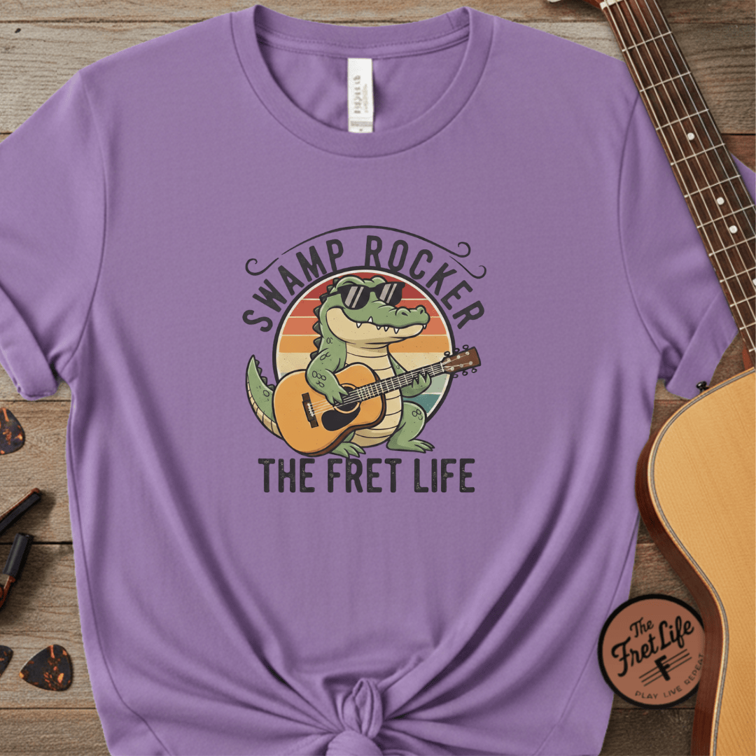 Printify T-Shirt Violet / S Swamp Rocker: The Fret Life Gator Tee