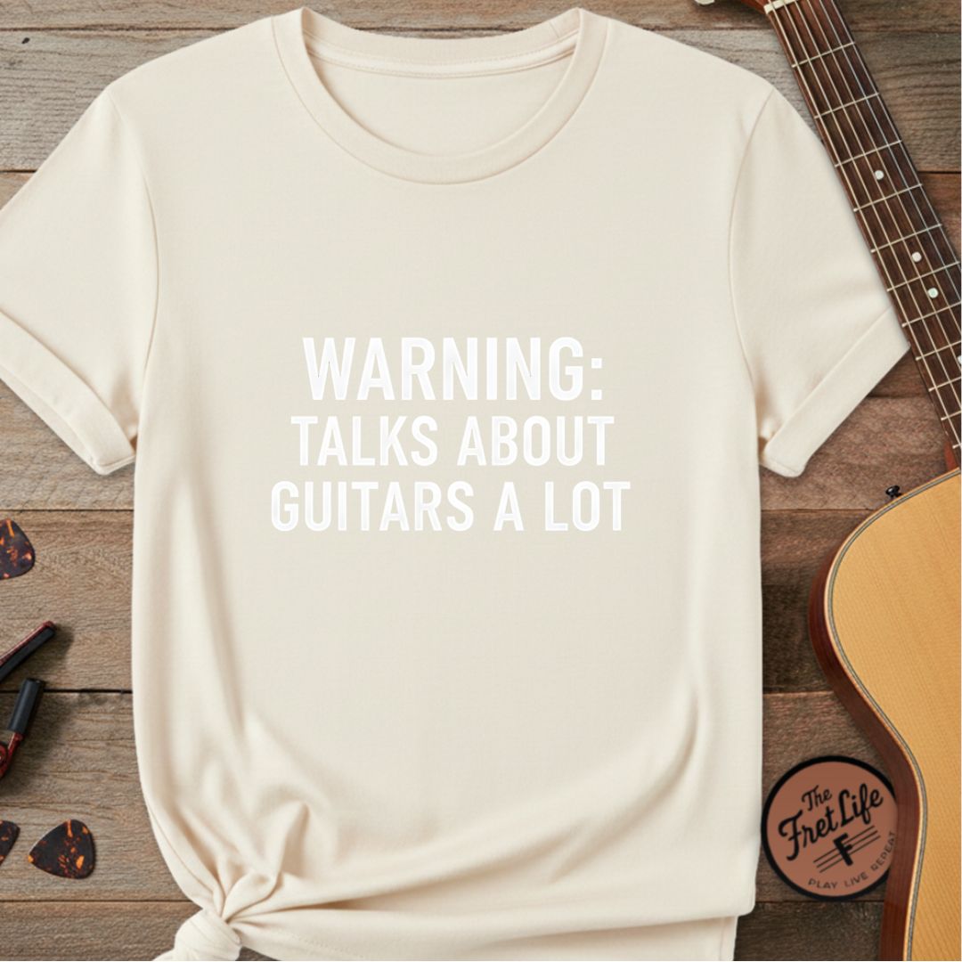 Printify T-Shirt Warning: Talks About Guitars A Lot | Premium T-Shirt