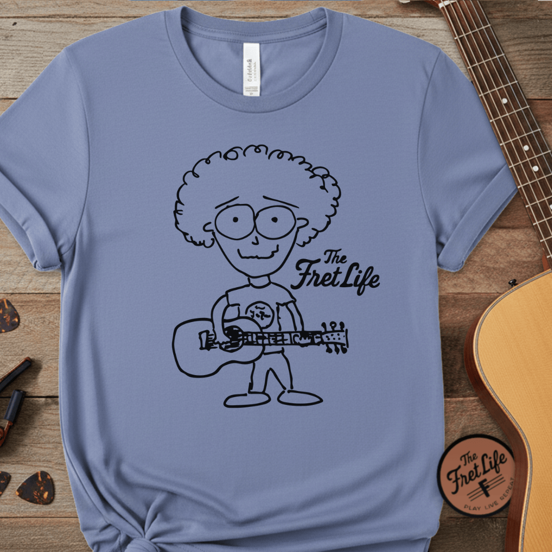 Printify T-Shirt Washed Denim / S "Acoustic Eyeball Rocker" Tee: Unplugged & Unhinged Guitarist Graphic