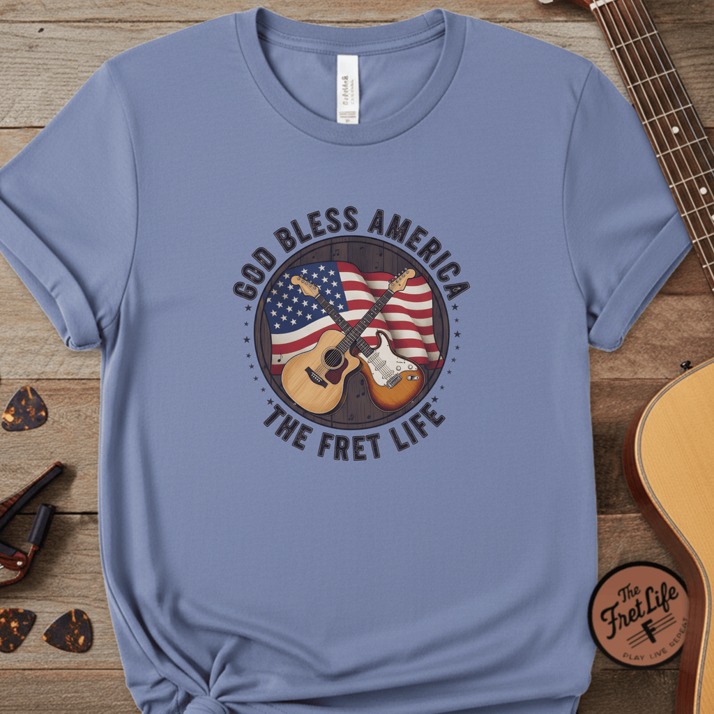 Printify T-Shirt Washed Denim / S American Harmony - The Fret Life Edition Tee