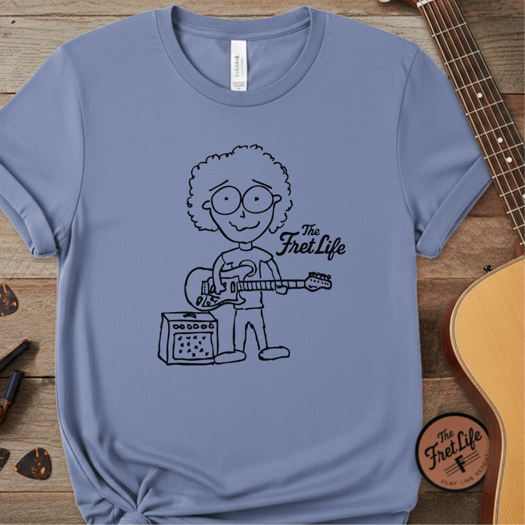 Printify T-Shirt Washed Denim / S "Electric Eyeball Rocker" Tee: Unplugged & Unhinged Guitarist Graphic