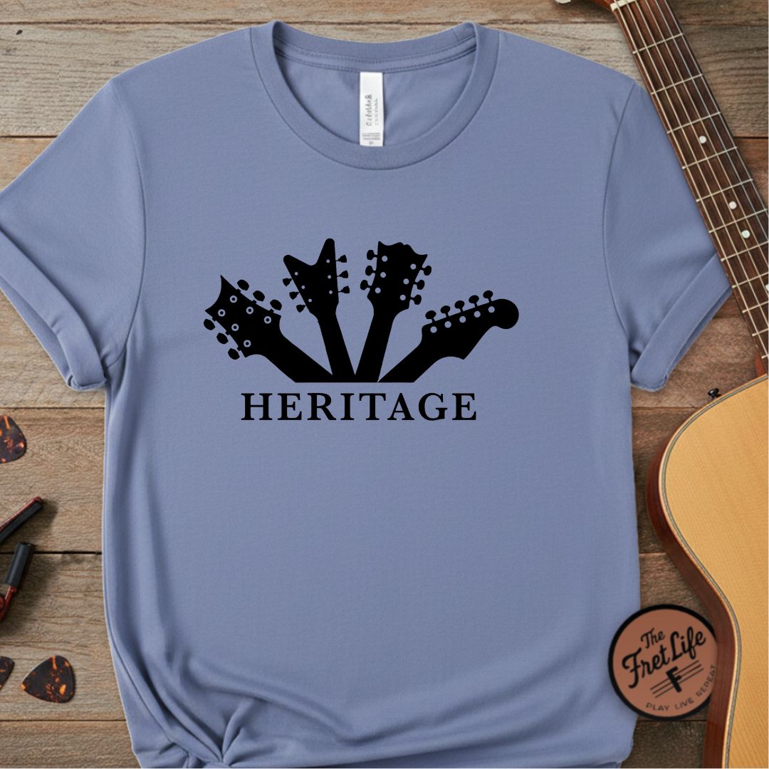 Printify T-Shirt Washed Denim / S Fret Life Heritage: Vintage Headstock Aesthetic T-Shirt