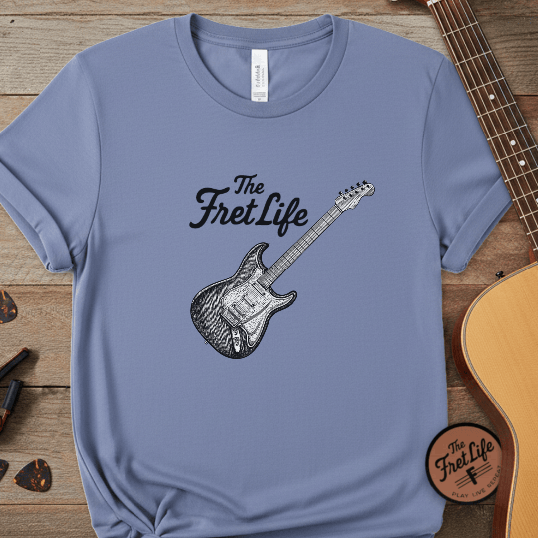 Printify T-Shirt Washed Denim / S Music Lover Fender Stratocaster T-Shirt