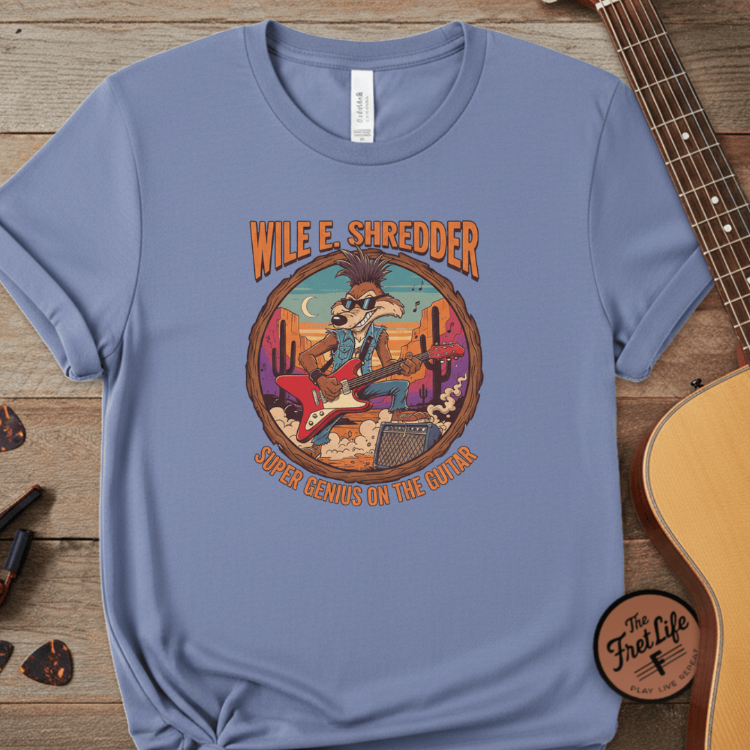 Printify T-Shirt Washed Denim / S Wile E Shredder Desert Guitar - Graphic T-Shirt