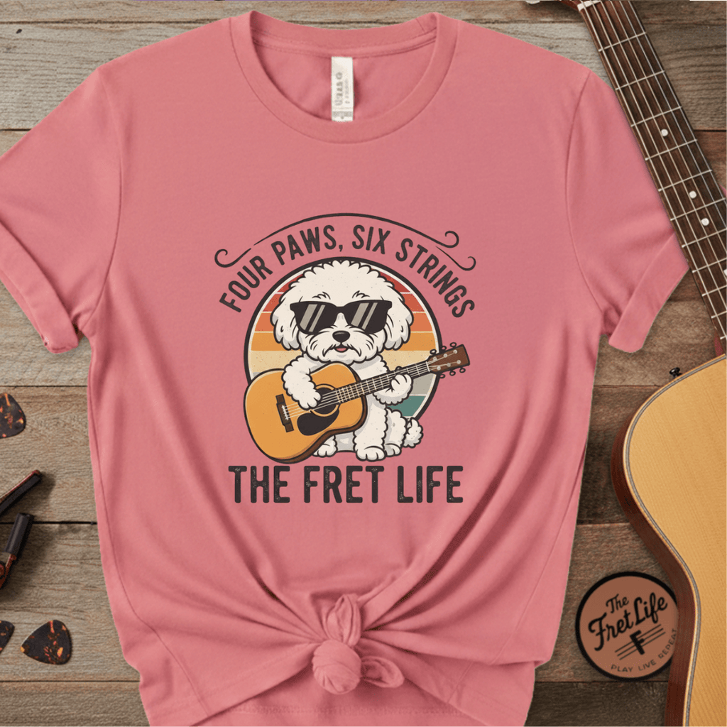 Printify T-Shirt Watermelon / S Four Paws, Six Strings: The Dog House Blues Tee