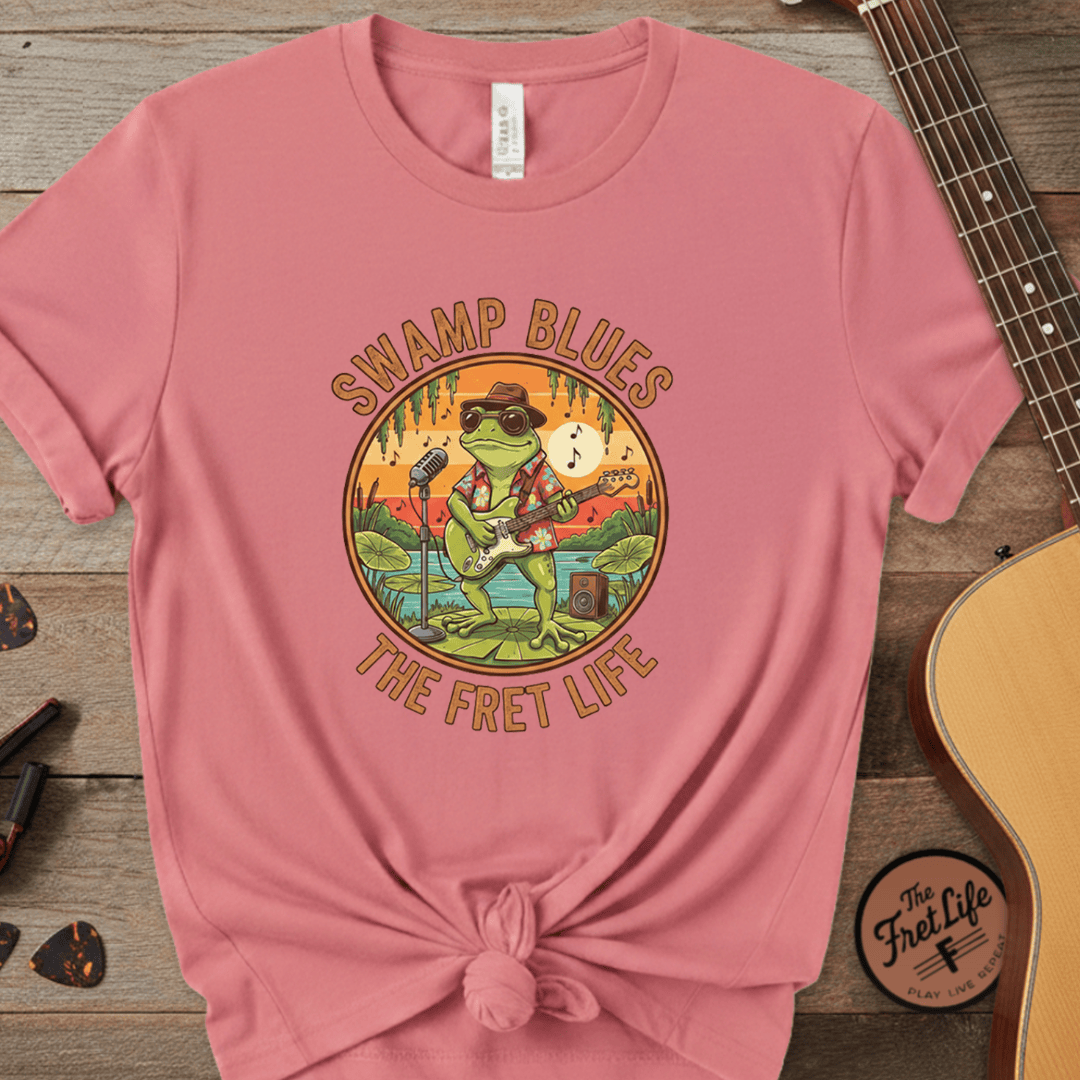 Printify T-Shirt Watermelon / S Swamp Blues: Ribbitin' Riffs Fret Life Tee