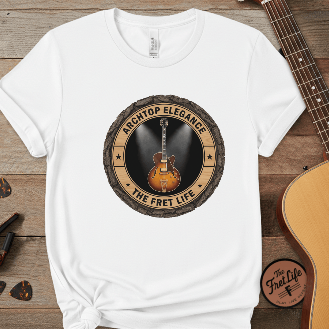Printify T-Shirt White / L Archtop Elegance Tee | Jazz Guitar Big Band Blues Fan Shirt