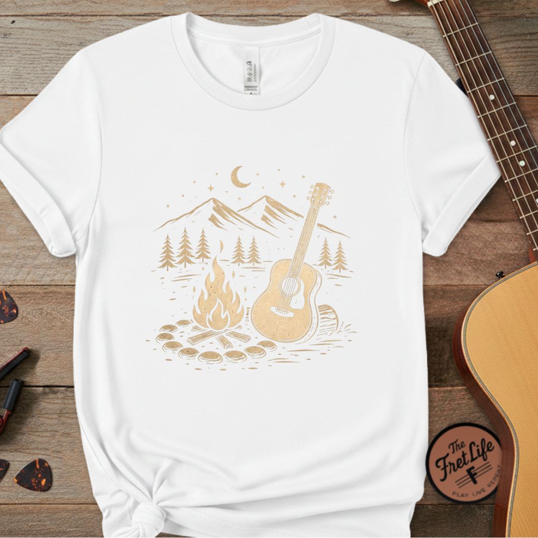 Printify T-Shirt White / L Campfire Acoustic Guitar | Premium T-Shirt