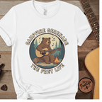 Printify T-Shirt White / L Campfire Serenade, Bear playing guitar design Garment-Dyed T-shirt