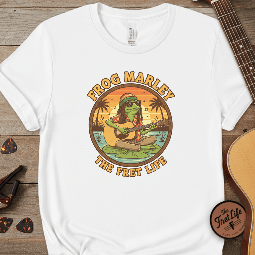 Printify T-Shirt White / L Frog Marley: Reggae Ribbit Rhythms Fret Life Tee