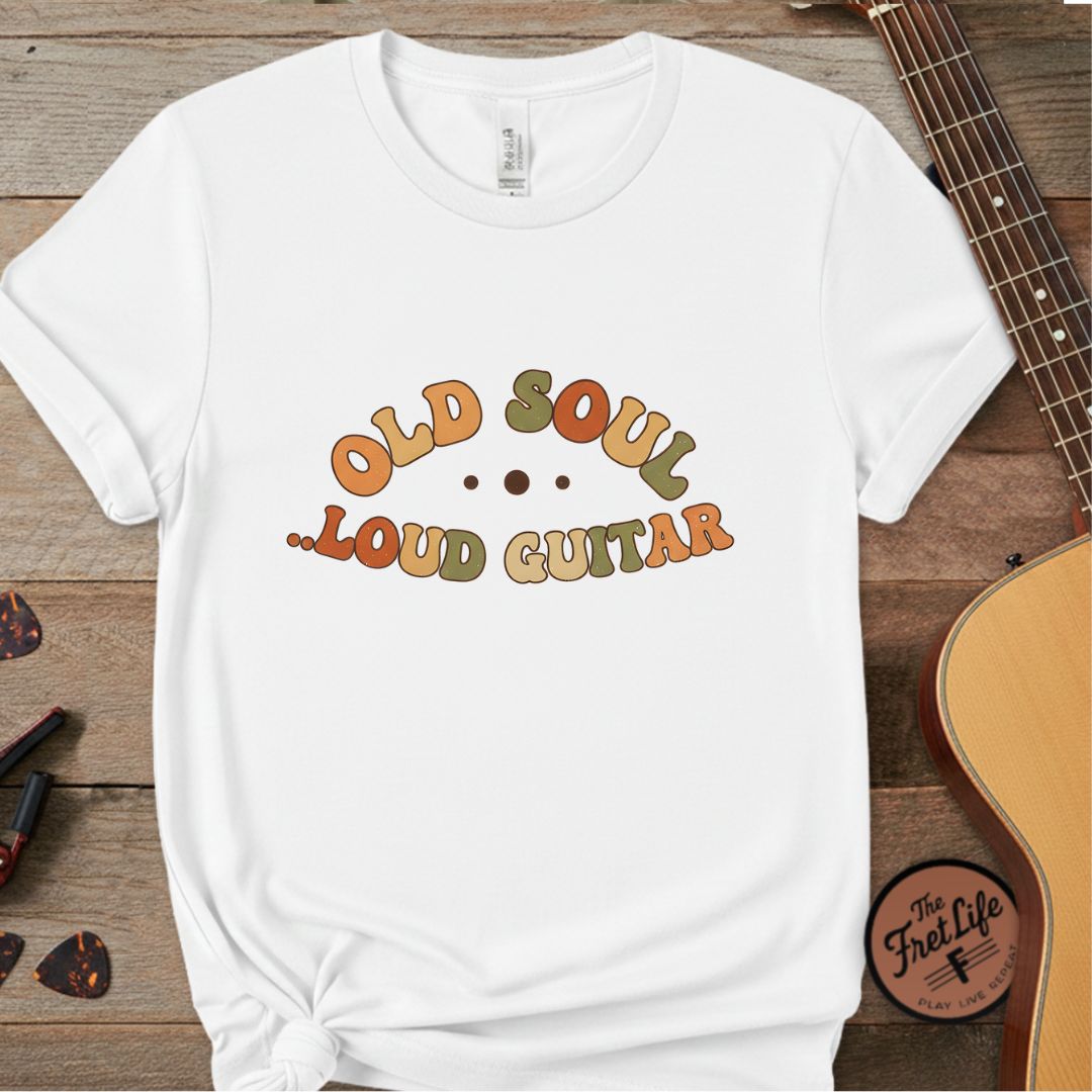 Printify T-Shirt White / L Old Soul, Loud Guitar | Premium T-Shirt