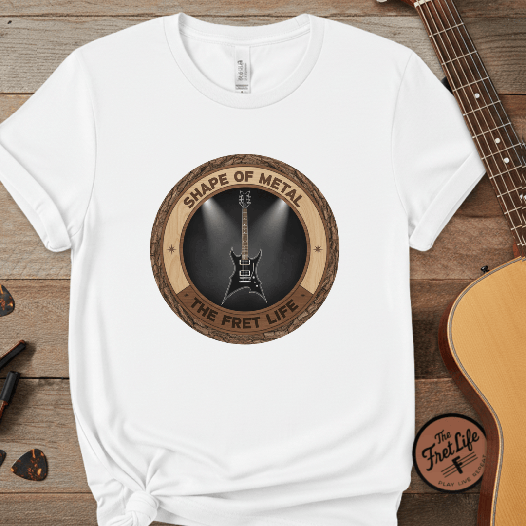 Printify T-Shirt White / L Shape of Metal Tee | BC Rich Warlock Mockingbird Heavy Metal Guitar Shirt
