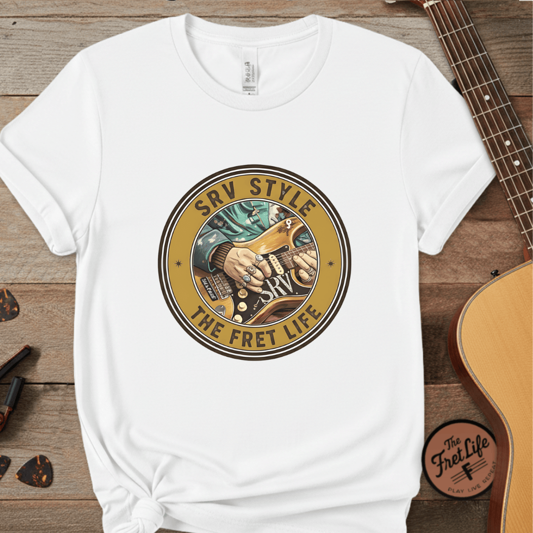 Printify T-Shirt White / L SRV Style T-Shirt |Blues Guitar Fan Tee