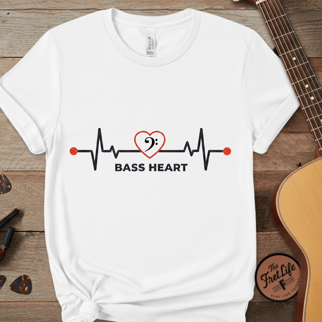 Printify T-Shirt White / M Bass Heart Premium Graphic Tee