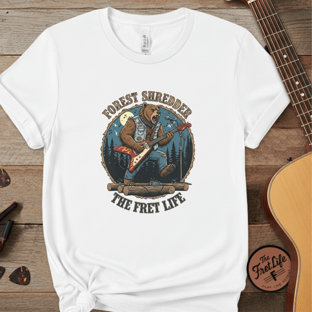Printify T-Shirt White / S Forest Shredder: The Bear Rocker T-Shirt