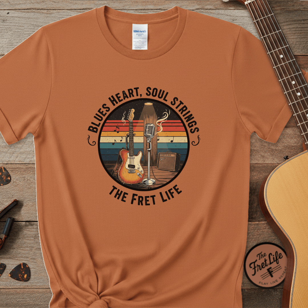 Printify T-Shirt Yam / S Blues Heart, Soul Strings: The Fret Life Classic Tee