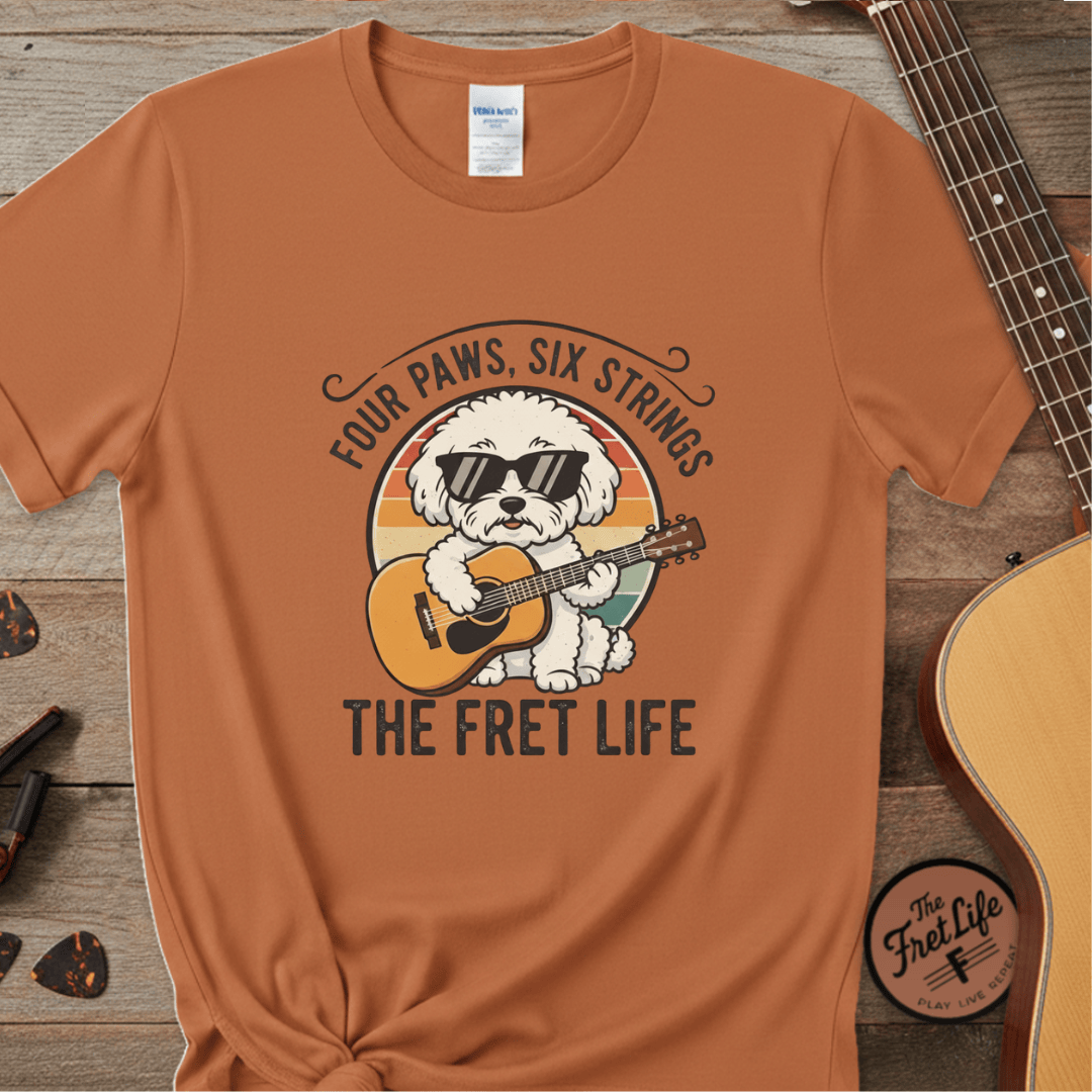 Printify T-Shirt Yam / S Four Paws, Six Strings: The Dog House Blues Tee