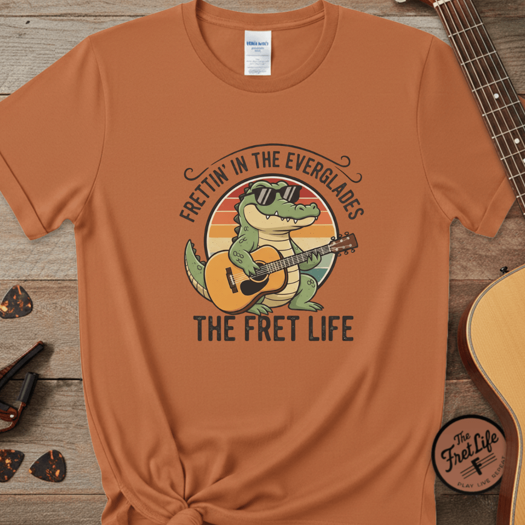 Printify T-Shirt Yam / S Frettin' in the Everglades: The Gator Guitarist Tee