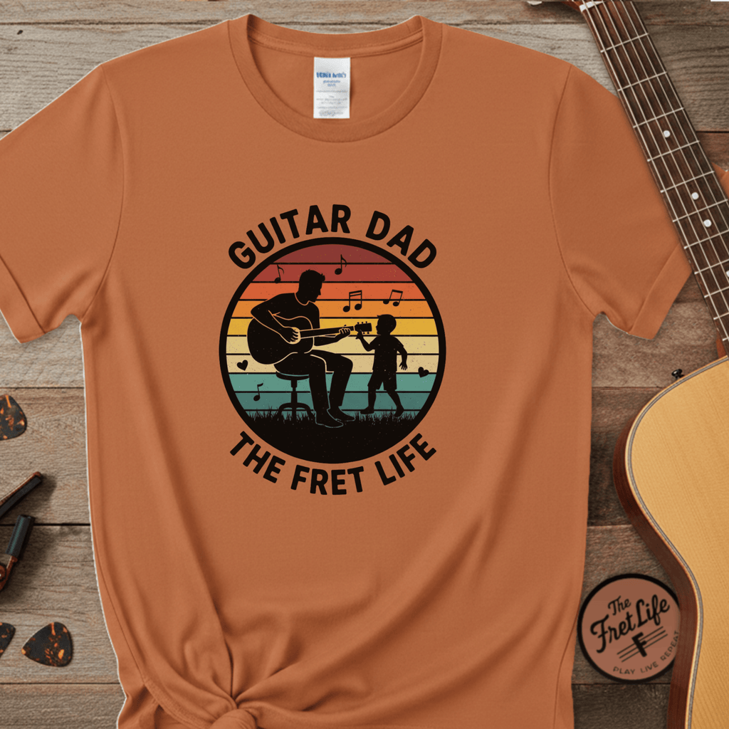 Printify T-Shirt Yam / S Guitar Dad: The Fret Life Silhouetted Tee