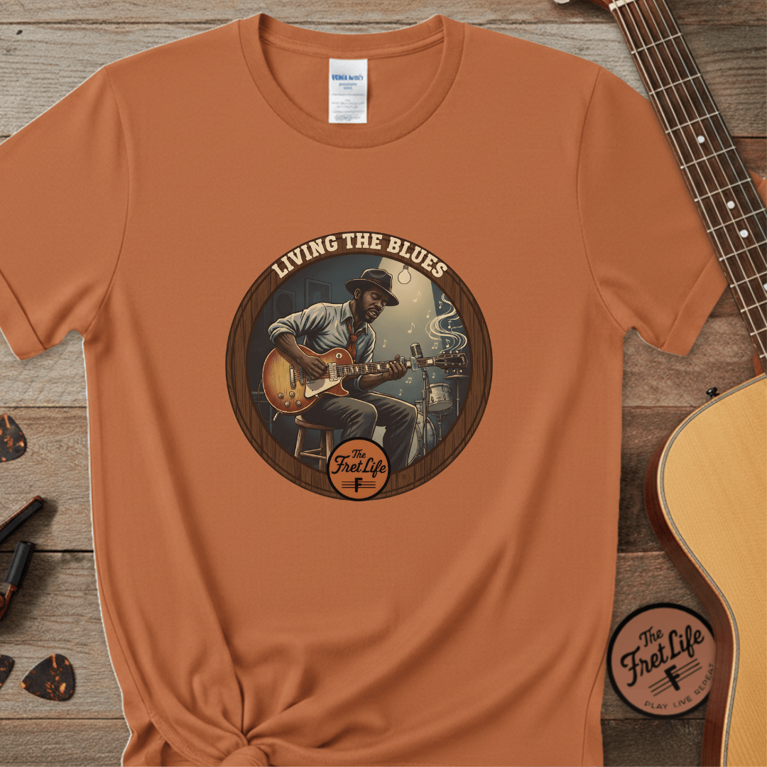 Printify T-Shirt Yam / S Living The Blues - Fret Life Edition Tee